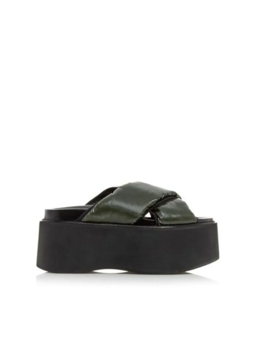 Marni Olive Green Padded Cross-Band Platform Slide NIB